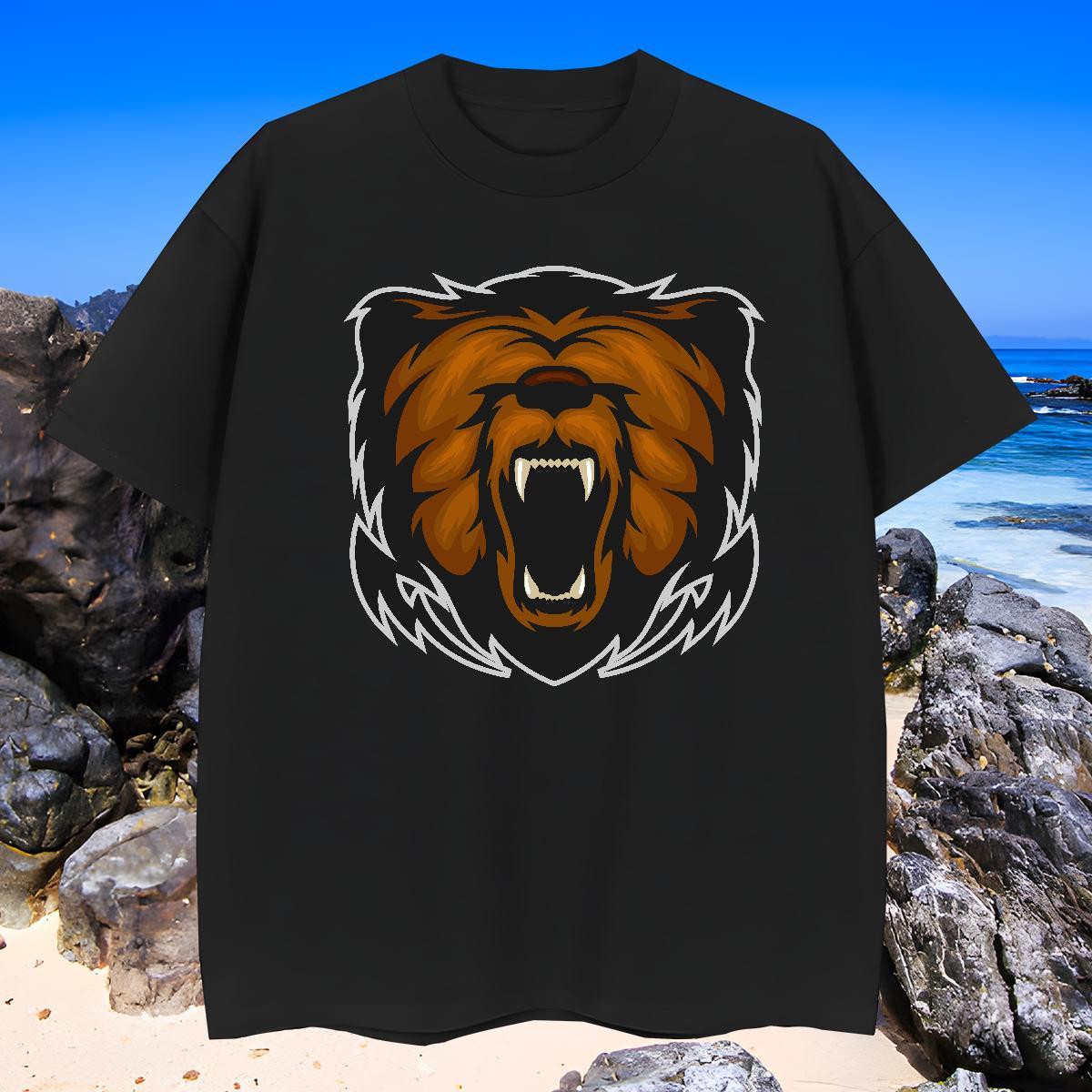 Free Shipping T-Shirts lion Breathable Soft Street wear Hip Hop Cartoon Print 230g Pure Cotton Men Tops Tees Customized Wear