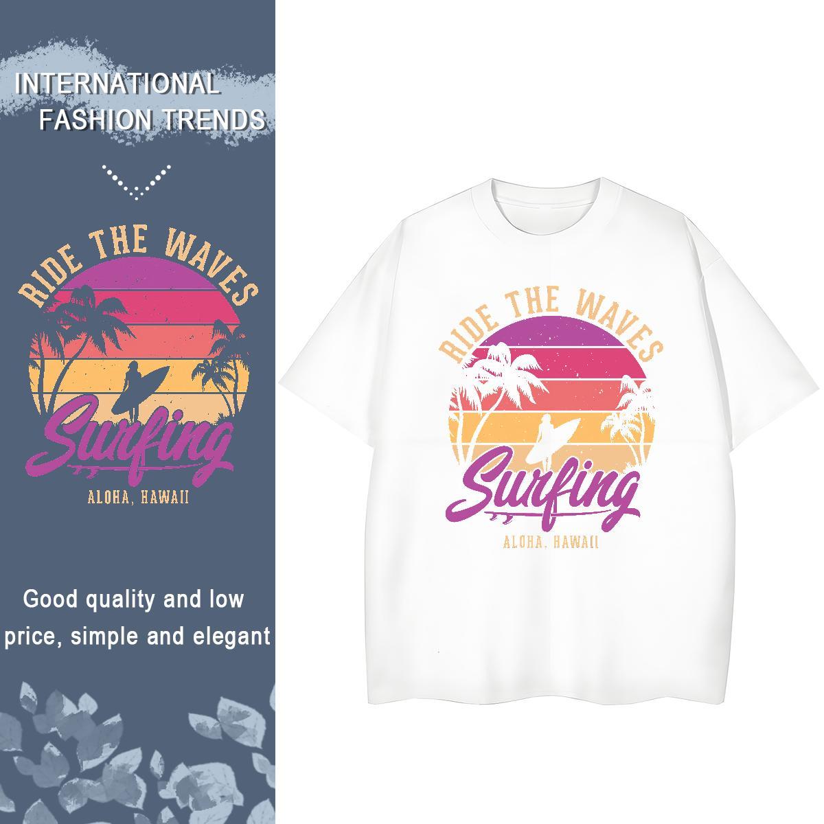 TOP Quality Women Tees Beach Round Neck Short Sleeve Clothes Soft 230g 100% Cotton tree Cartoon Printing L-4XL Woman T Shirts