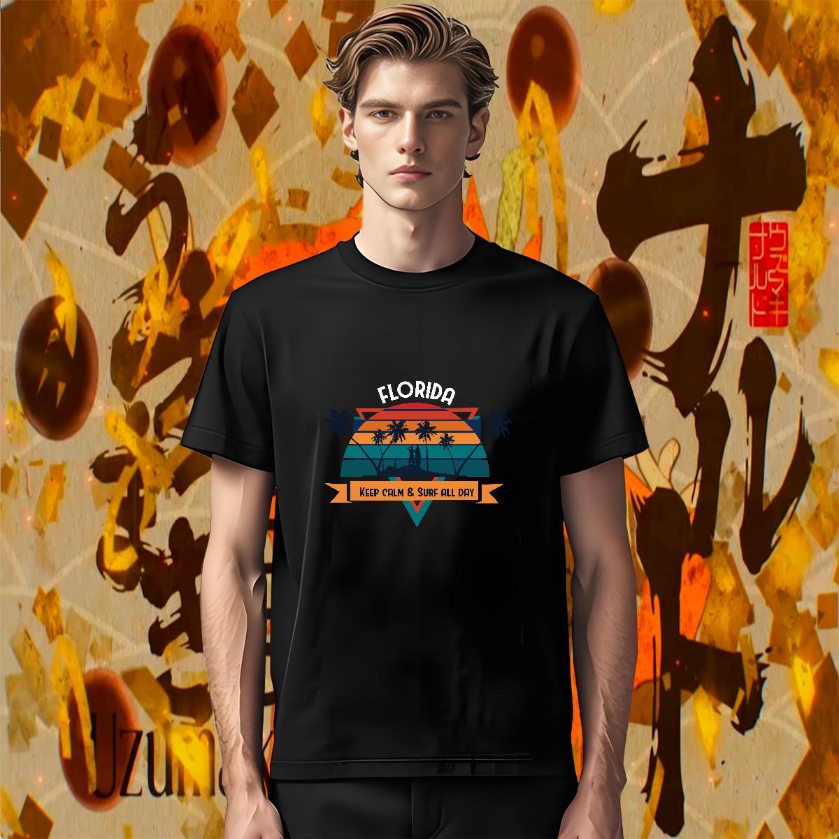 Loose sea 100% Cotton 230g Men Tees Hip Hop Street Breathable Crew Neck Mens T Shirts Brand DIY Printed Tops Shirt