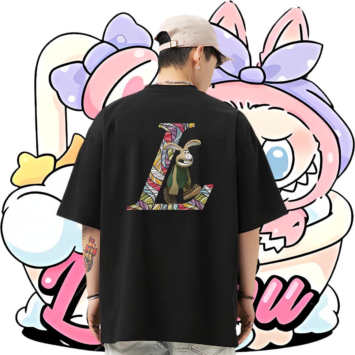 Designer Fashion Men Clothes T-Shirt rabbit Street wear Hip Hop 230g Pure Cotton Tee Shirt O Neck Short Sleeves High Quality T Shirts Men Oversized 3X