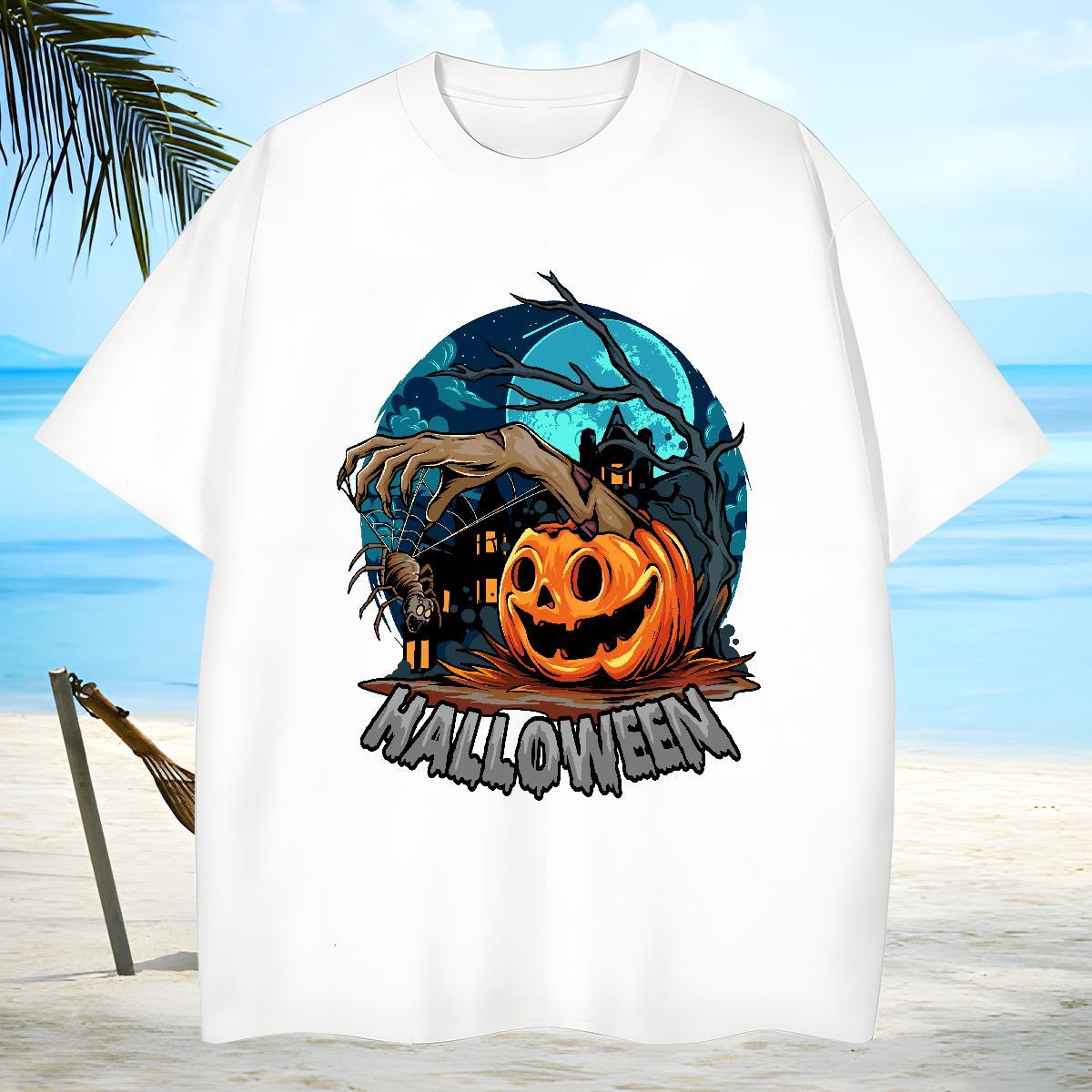 Cool Man T Shirts pumpkin Crew Neck Breathable Hip Hop Customized Print 100% Cotton 230g Couples T Shirts New Tops Tees
