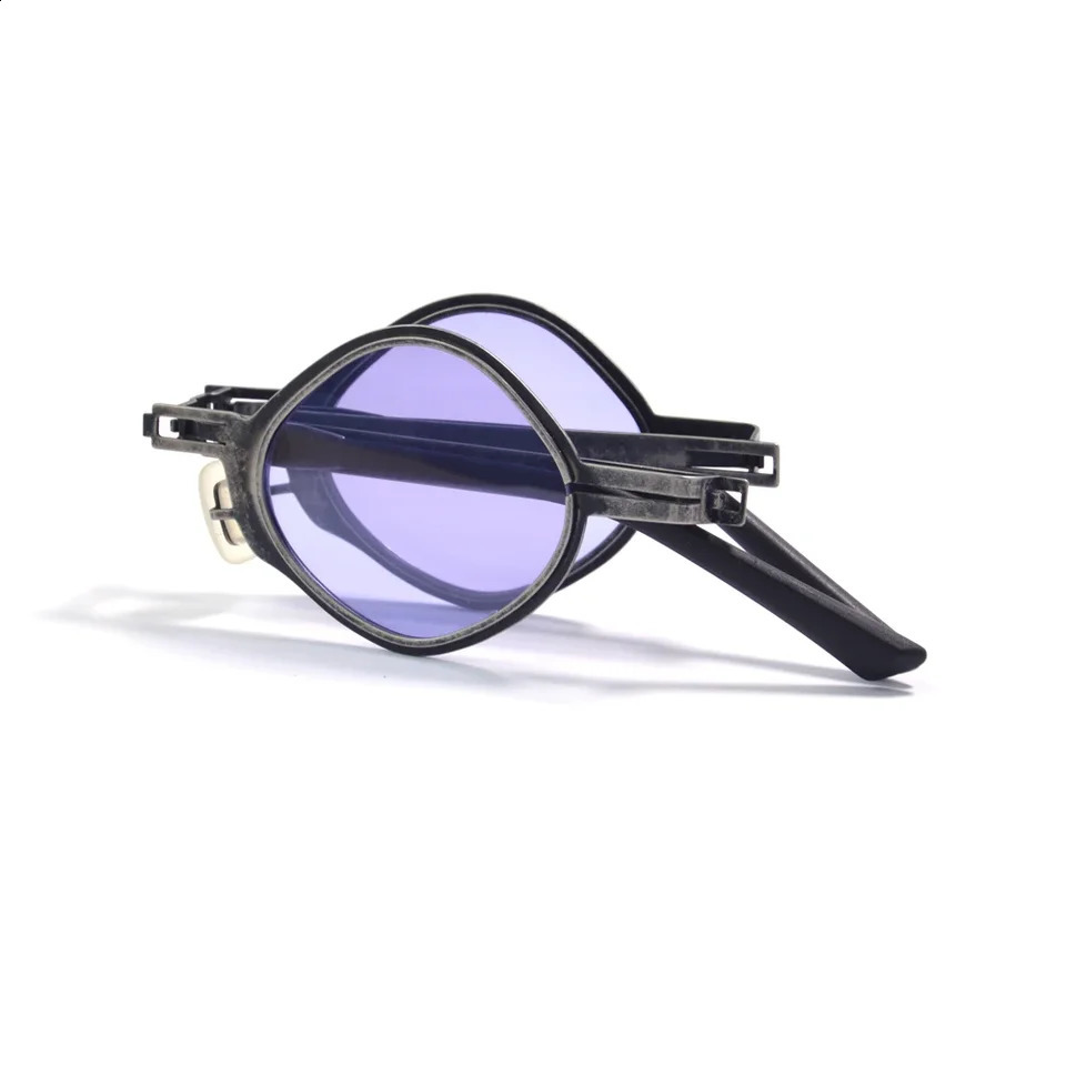 Hip hop steampunk polarization trend polygon sunglasses small folding portable UV protection outdoor sunglasses frame 240805