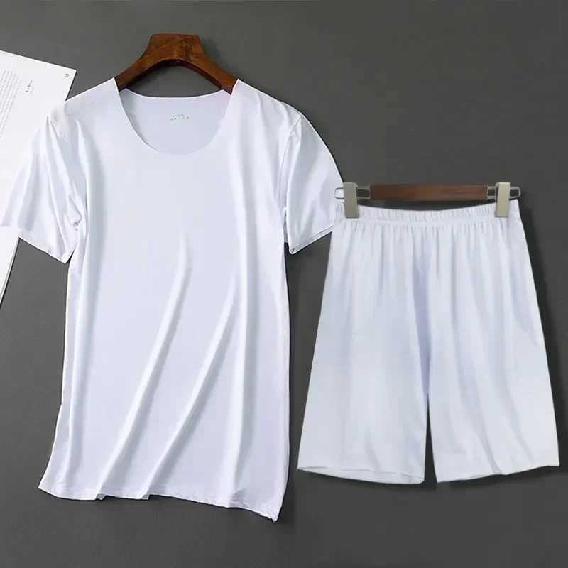 Pajamas pajamas ice mens pants mens sets shirts pajamas casual solid and household pajamas silk 2-piece pajamas summer pajamasW240719