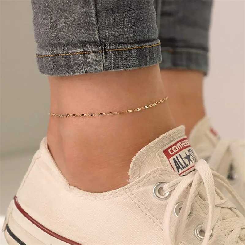 JUJIE 316L stainless steel fish lip chain anklet suitable for womens thin female hip-hop barefoot bracelet jewelry direct shipping/wholesale W240815