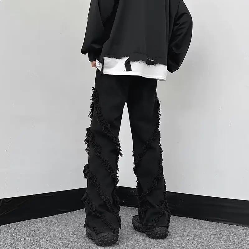 Cyber Y2K Streetwear Black Baggy Stacked Flare Jeans Pants For Men Straight Loose Women Cotton Long Trousers Pantalon Homme 240819