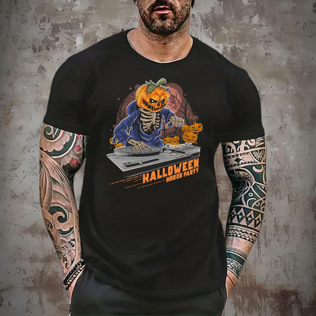 Wholesale T-Shirts halloween Breathable Crew Neck Summer Casual Custom Print Oversized 230g Cotton Men Tshirts 2024 New Tee Shirt