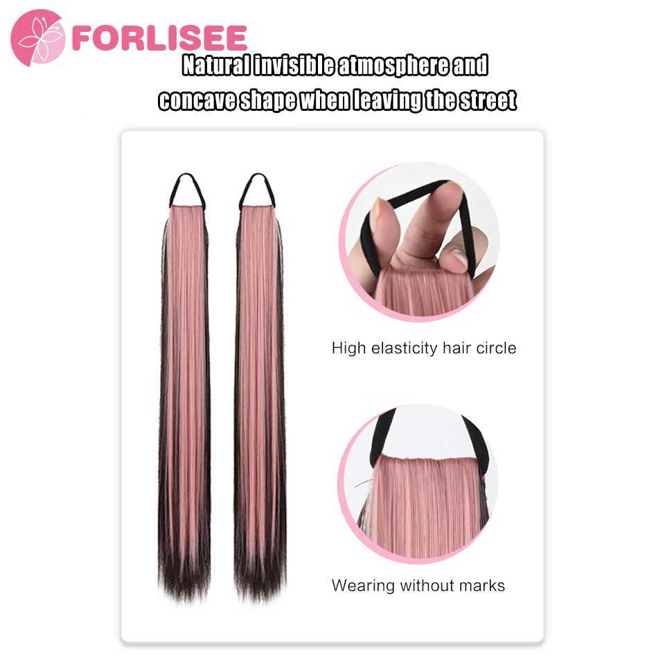 FORLISEE synthetic wigs ponytails long straight hair natural straight hair high gloss hair and tail fiber wigs can be paired with low ponytails W24081