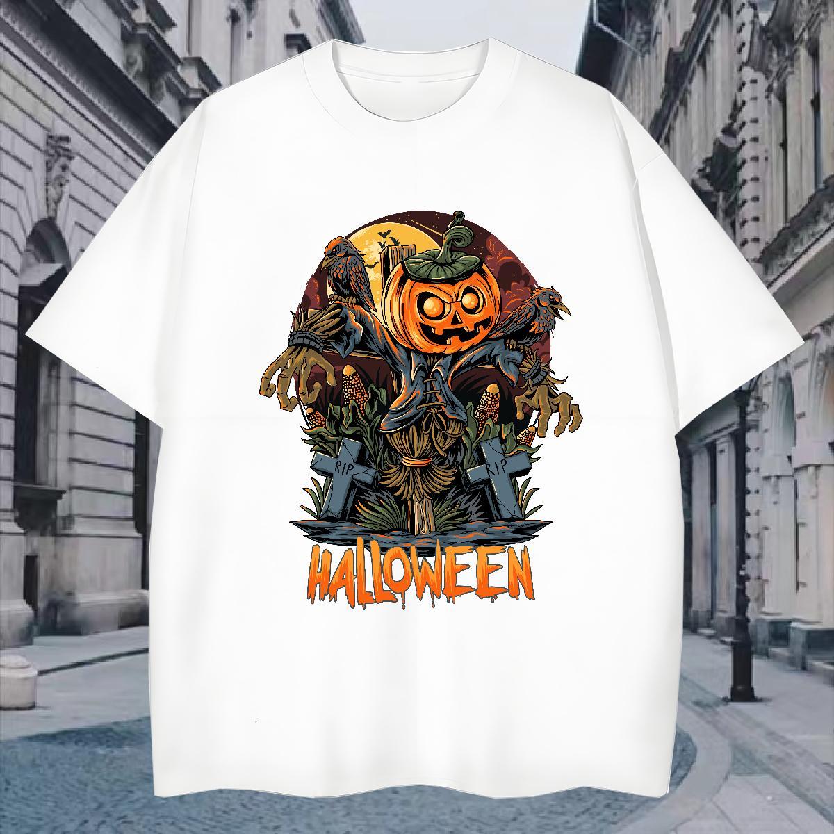 T-Shirts for Men 100% Cotton 230g scary Casual Beach Breathable Soft Custom Printed Couples T Shirts Customized Cool Wear