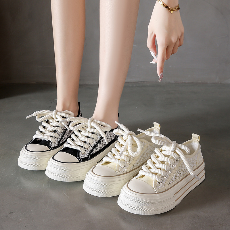 Ddmysports Canvas Women S Summer New Student Korean Edition Instagram Versatile Thick Sole Board Breathable Casual Shoes TP OUTDOOR