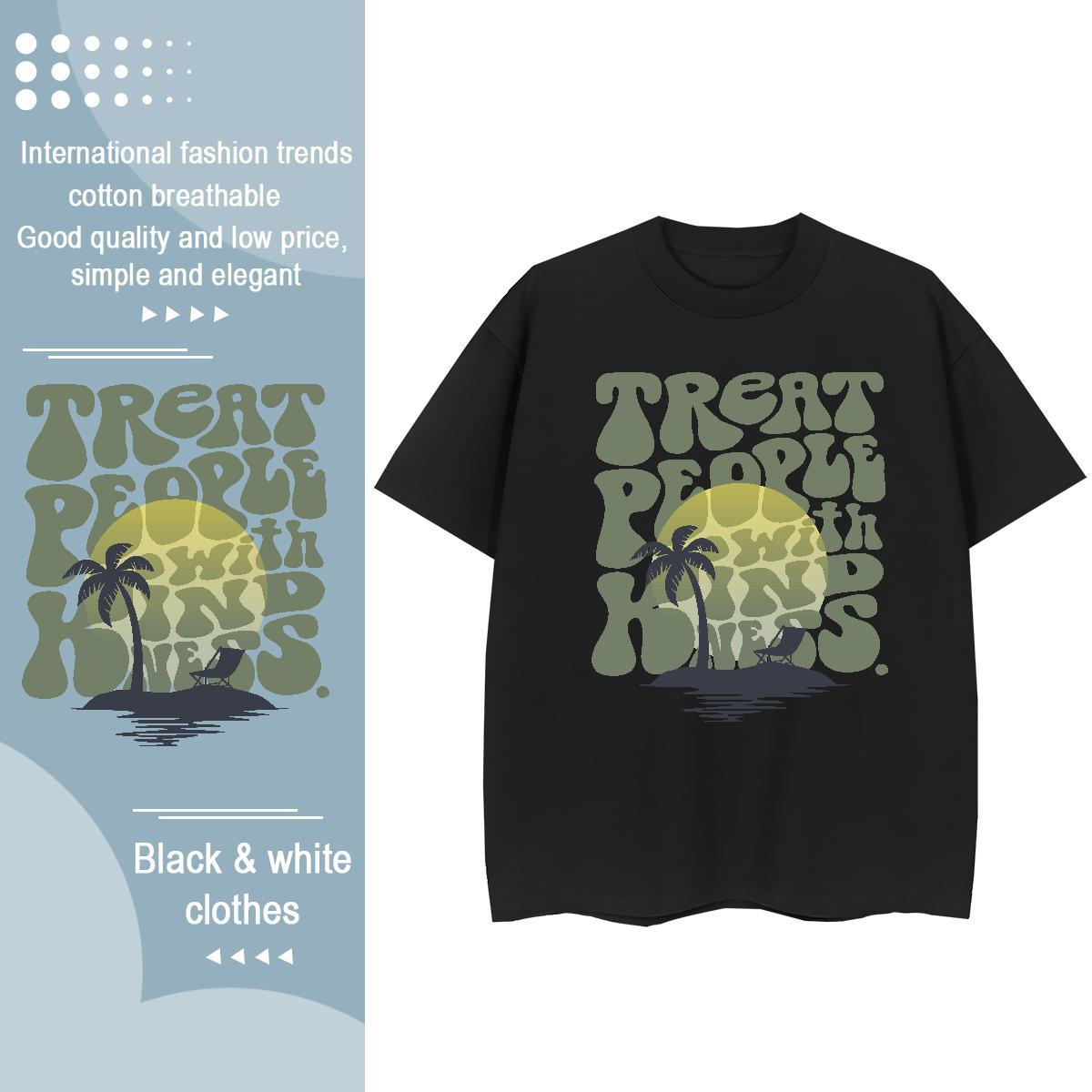 Free Shipping Men Tees tree Street Wear 100% Cotton 230g Tops Shirt Breathable Crew Neck Comfortable T-Shirts Anime