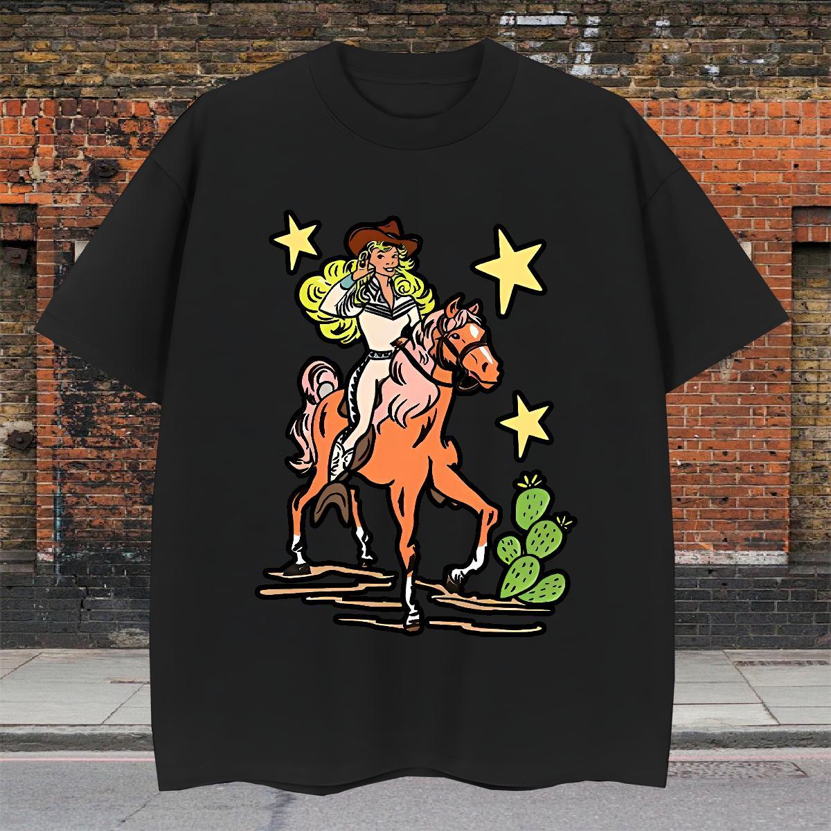 Loose Mens T Shirts horse Breathable Short Sleeve Street DIY 100% Cotton 230g Men Tees Customized Top Tees