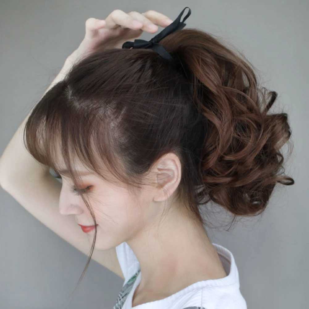 Womens long curly hair ponytail wig with tie Diy charming and fashionable hair extension used for role-playing themed parties 25/35/45/55cm W240817
