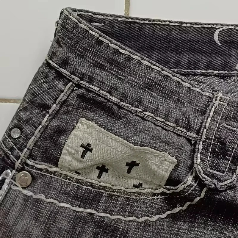 American Y2K Fashion Trend Spot Denim Shorts Mens Street Hip Hop Retro Clown Jeans Couple Casual Loose 240819