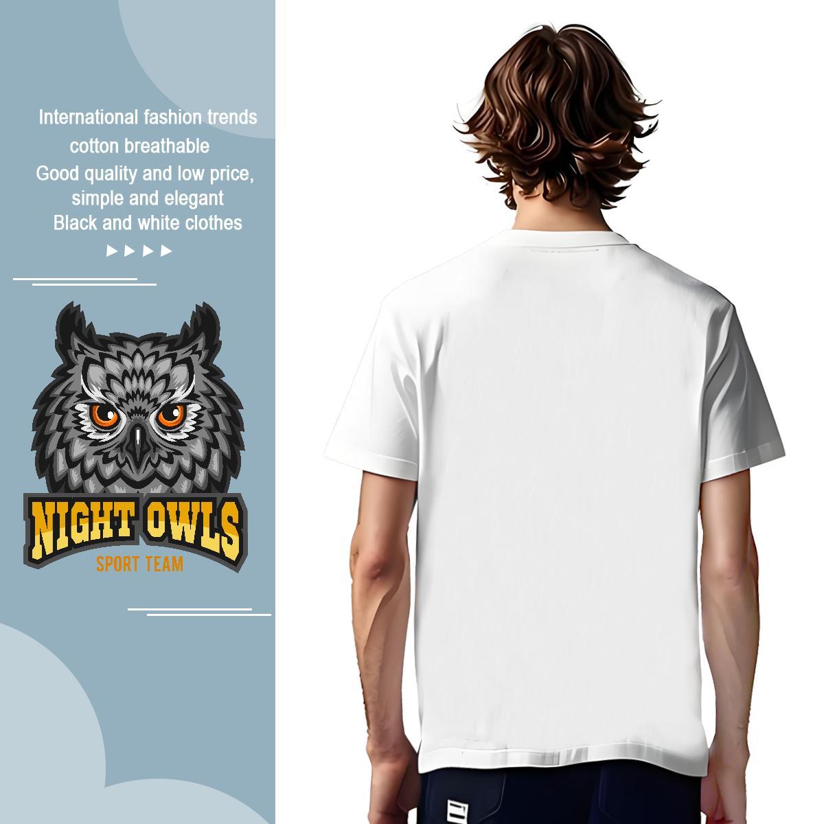 Unisex T Shirt For Man owl Pure Cotton Summer Casual Black White 230g Cotton Mens Tshirts Stylist Tops Tees