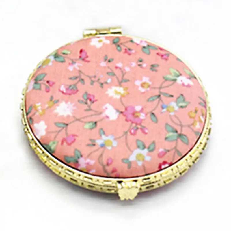 1Pc Mini Round Pocket Folding Makeup Mirror Vintage Double Sides Floral Printed Chinese Style Compact Cosmetic Drop Shipping Y240819