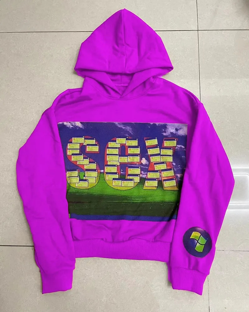 American oversized printed mens hoodie Y2K gothic punk Harajuku street retro couple casual loose sweater 240819