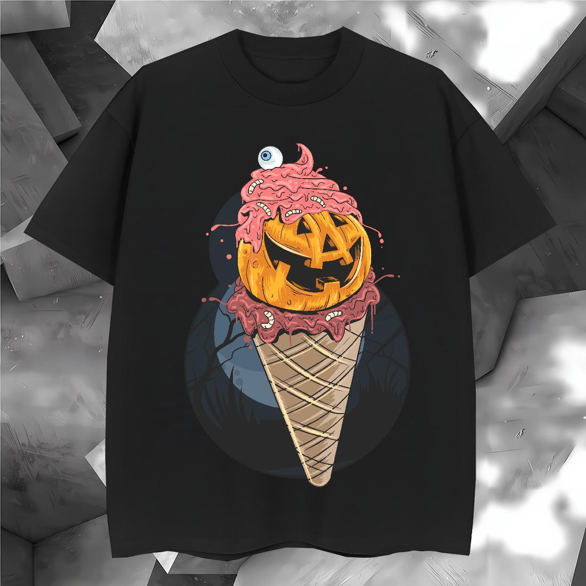TOP Quality T Shirt For Man ice-cream Breathable Short Sleeve Street wear Hip Hop Black White 230g Pure Cotton Tshirt for Man Woman 2024 New Top Tees