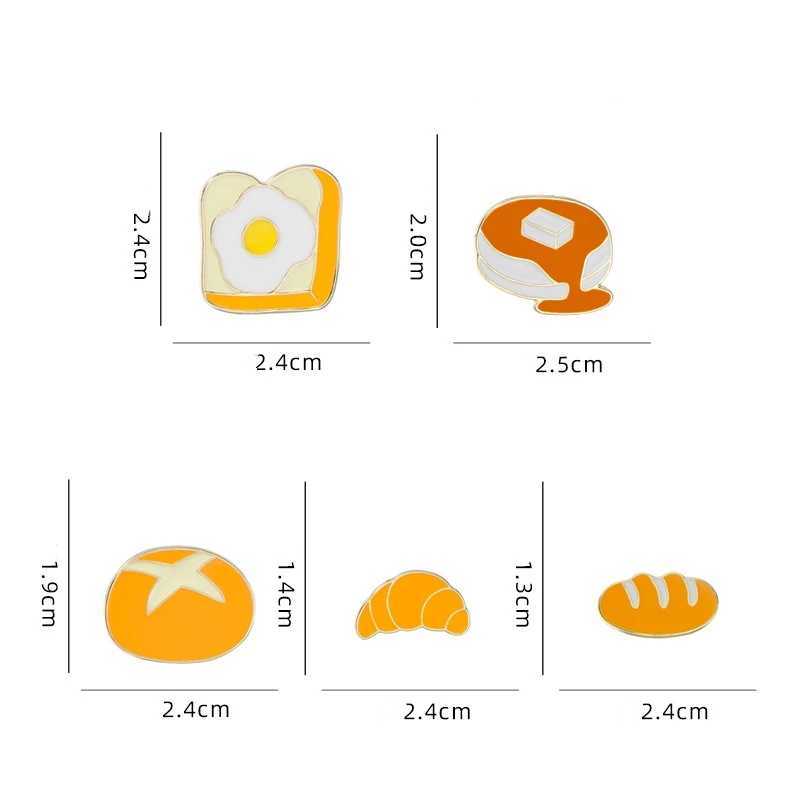 Cute cartoon bread series enamel bread creative food cow horn cake lapel pin badge backpack clothing hat accessories W240815