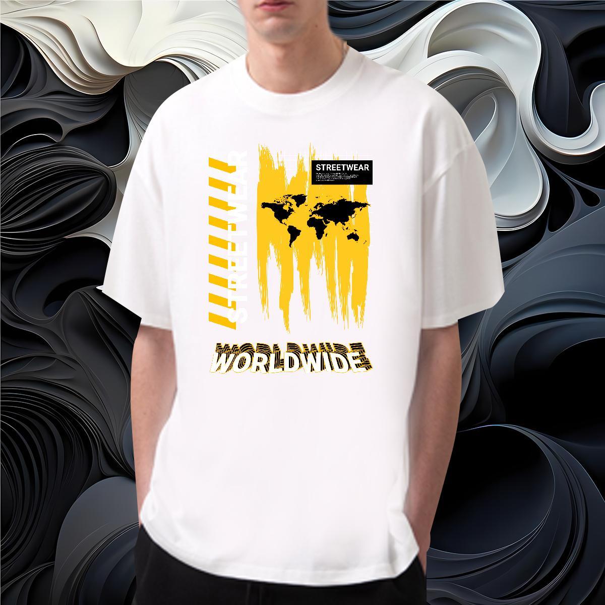 Loose Fit worldwide T-Shirts for Men High Street Hip Hop Men Tops Tees 230g 100% Cotton 2024 Designer Breathable Crew Neck Oversized 4XL Tshirts