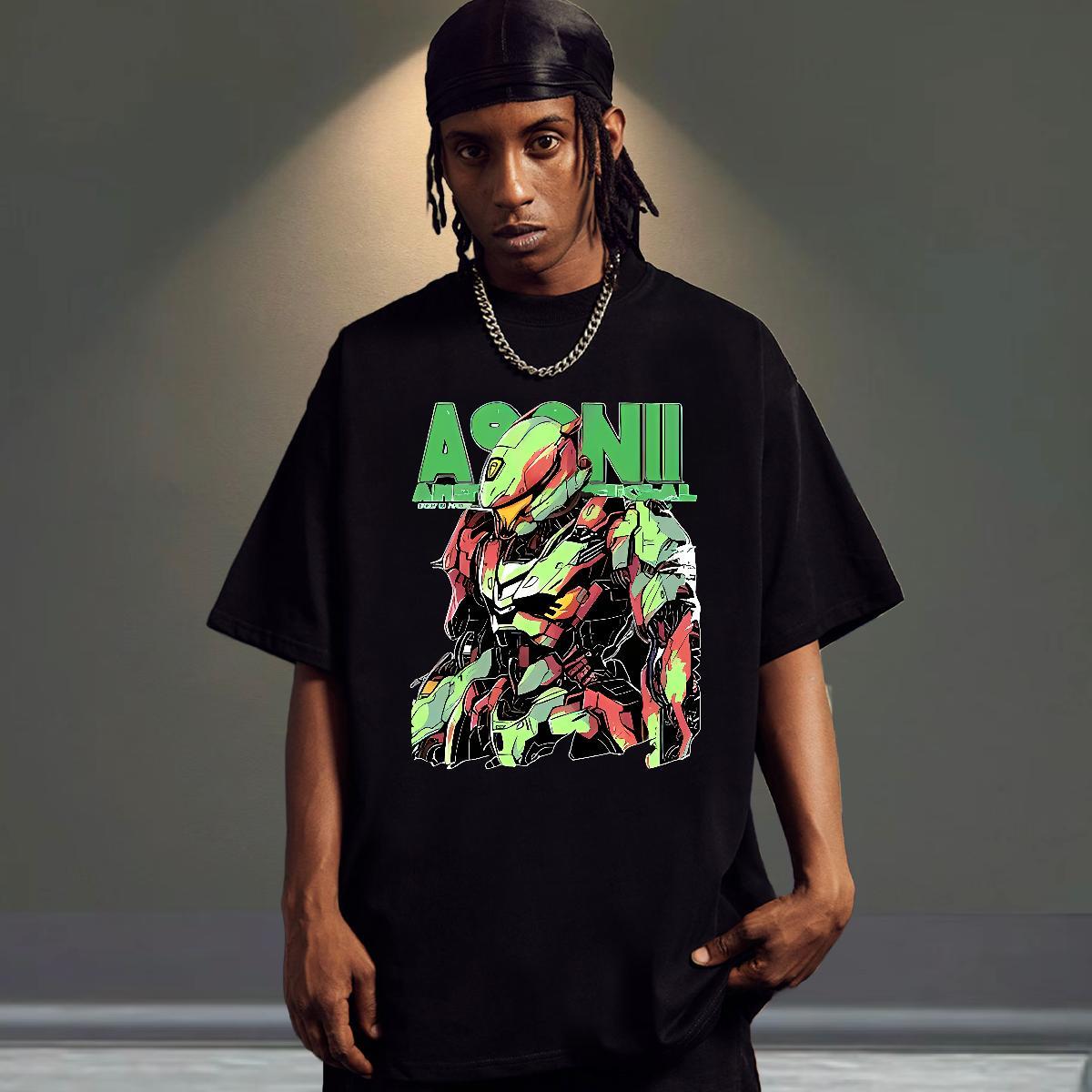 Soft Men Tees Outdoor 230g Cotton Custom Big Size Crew Neck robot T Shirts Men Casual New Tee Shirt