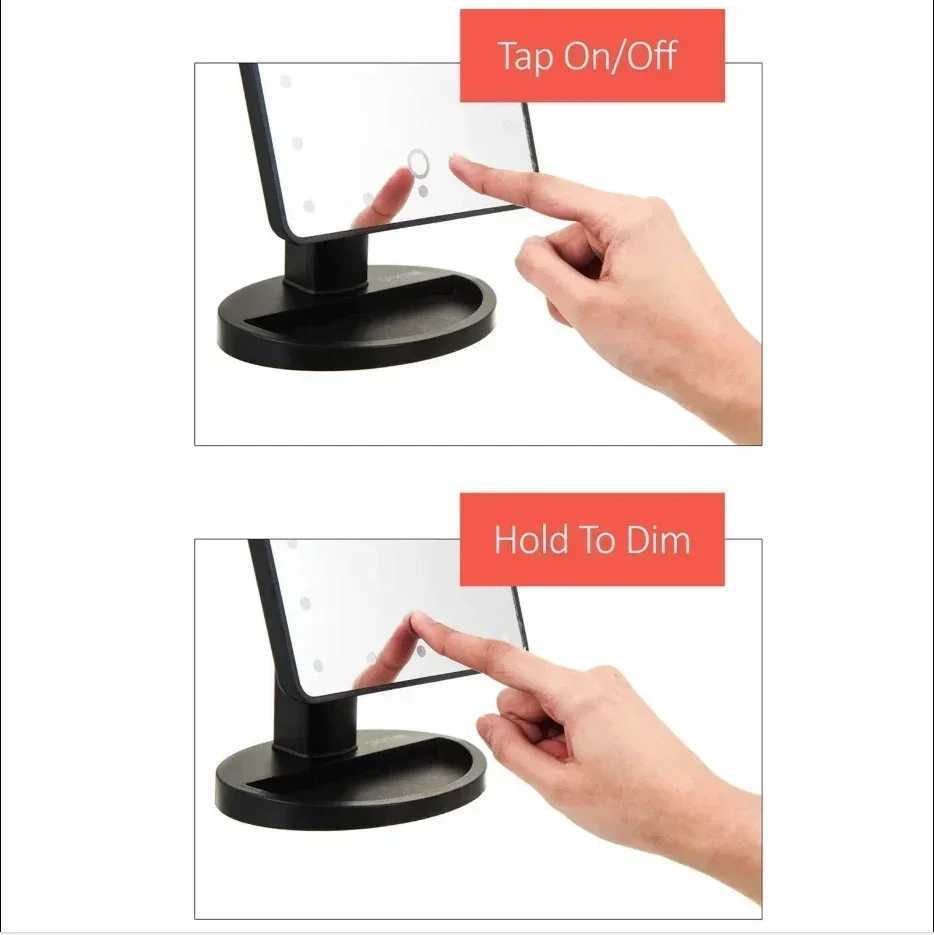 16 LED Makeup Mirror Table Type Single Side Portable Desktop Beauty Mirror Student Dormitory with Light Makeup Rotating Storage Y240819