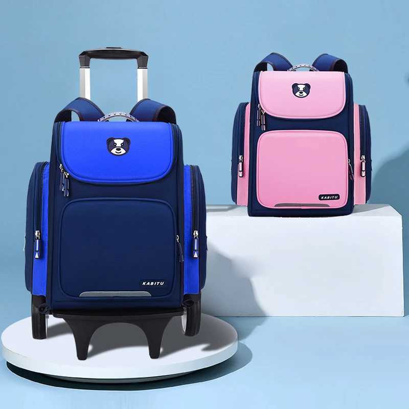 High capacity Student School bag Rolling Backpack kids Trolley bag school backpack wheeled bag Children Trolley backpack wheels Y240820