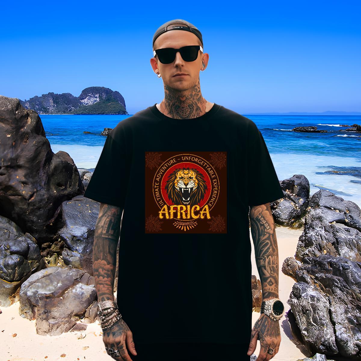 Popular Mens T Shirts lion Round Neck Short Sleeve Street Custom Cartoon 230g Pure Cotton Couples T Shirts Classic Casual Tops Tees
