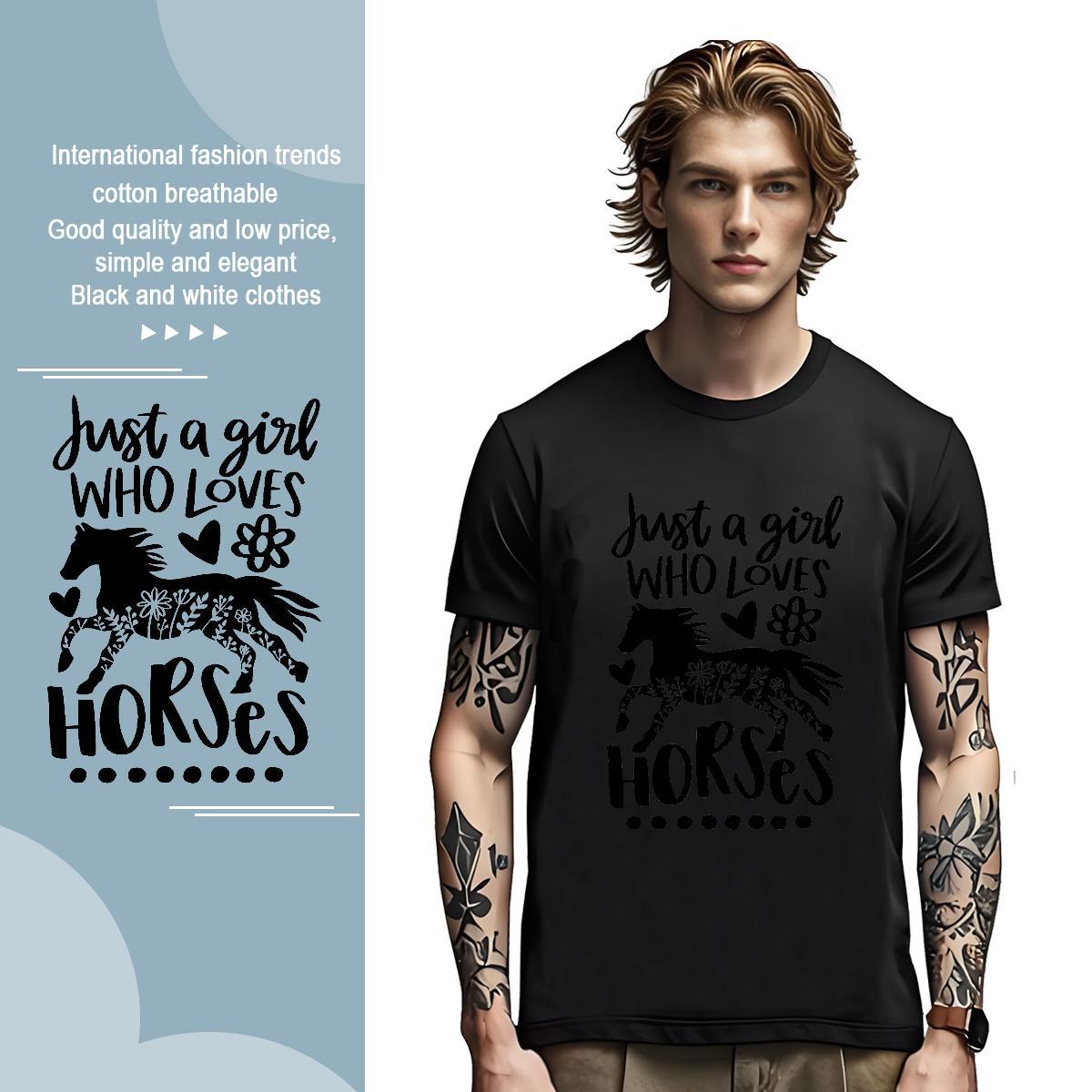 Cool Design Mens T Shirts horse Crew Neck Outdoor DIY Printed 230g 100% Cotton Tshirts Designer Tops