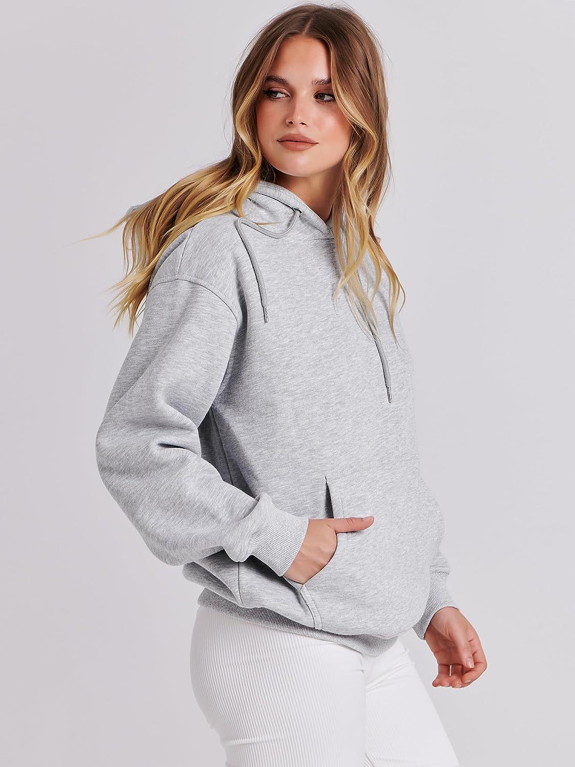 Autumn and Winter New Women's Fashion Solid Color Hoodie Stand up Collar Casual Loose Top