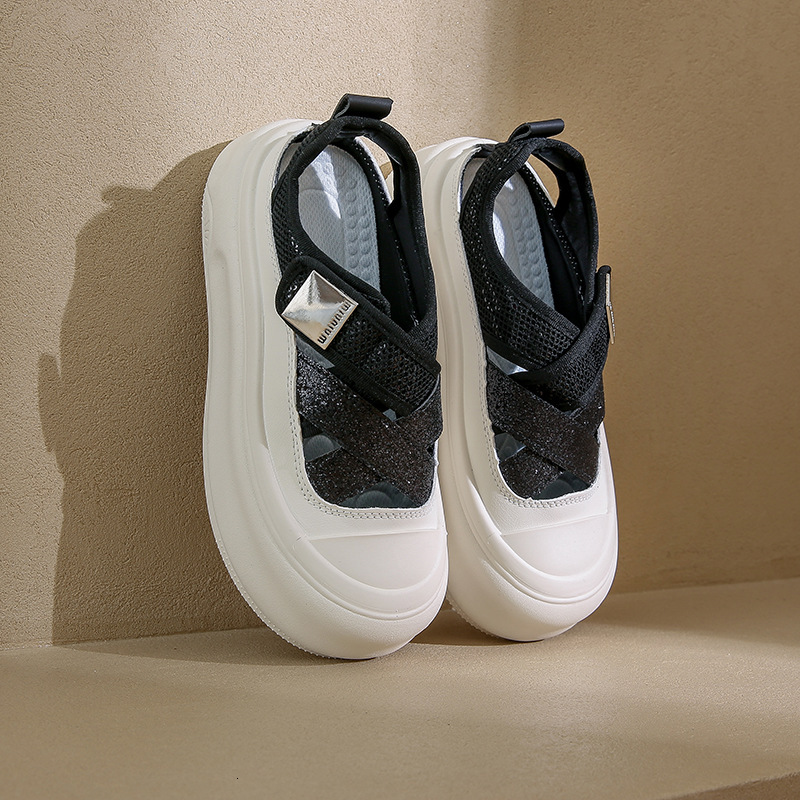 Ddmysports Summer New Ins Korean Edition Ollow White Shoes For Female Students Thick Bottom Versatile Casual Breathable Sandals MXD OUTDOOR