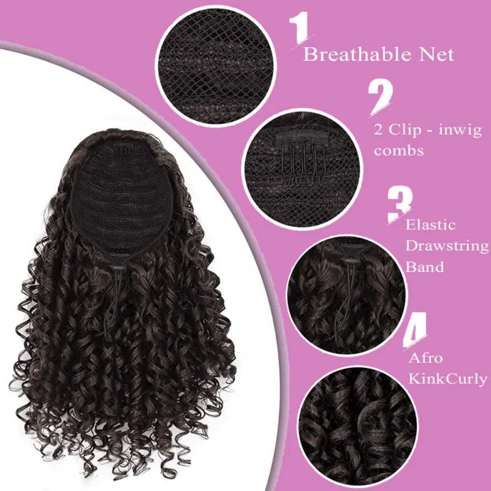 Ponytail female drag model spiral curl small curl natural fluffy African elastic mesh wig chemical fiber ponytail W240817
