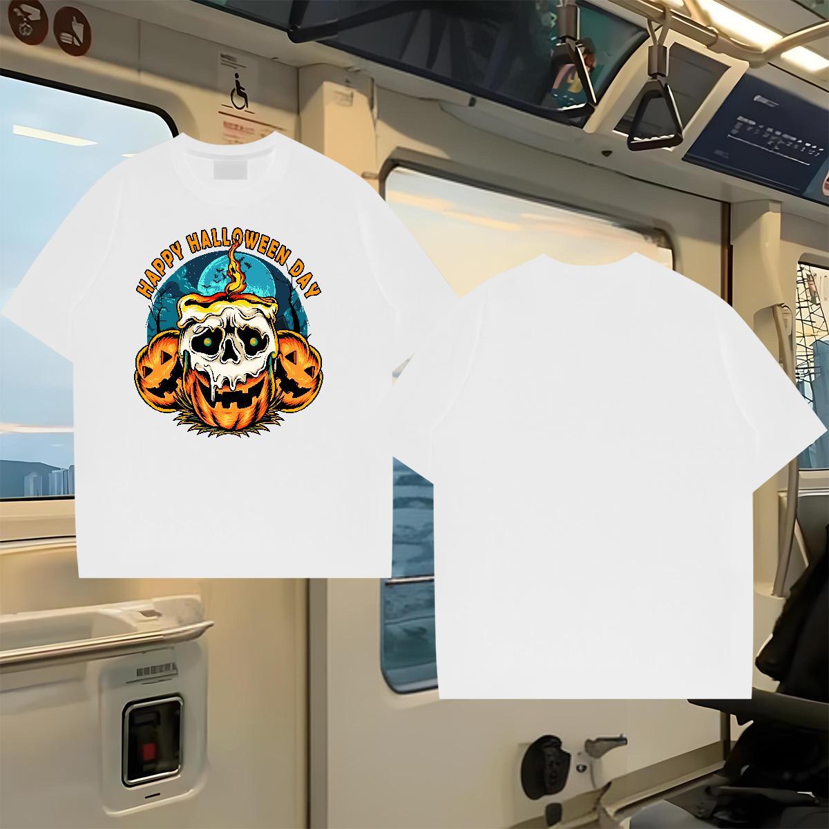 Fashion Design Men Tees pumpkin Beach 230g 100% Cotton Tee Shirt O-Neck Short Sleeve Classic Mens T Shirts Oversized 3XL 4XL