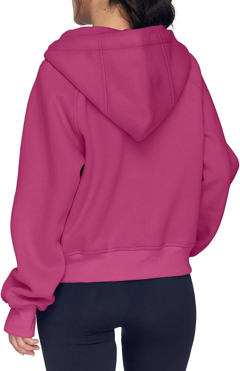 Chic Female Winter Cozy Pullover Hoodie with Stylish Collar & Semi-Zippered Opening Fit Top