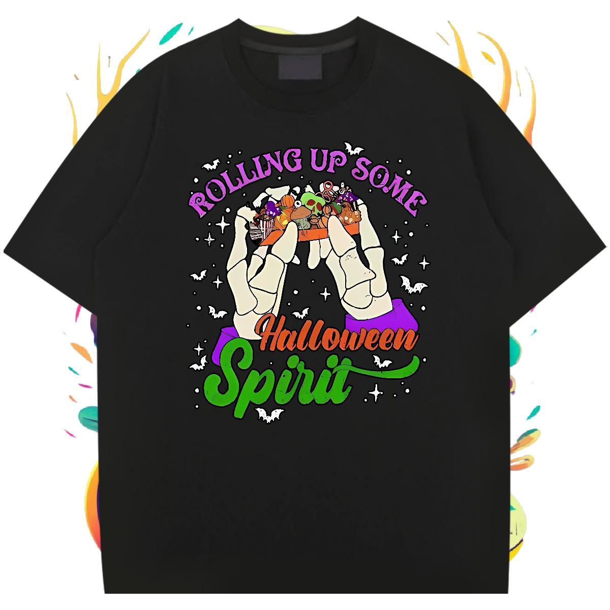 Fashion Casual halloween Men Tees 230g Cotton Men T Shirts DIY Printed Home Outdoor Breathable Crew Neck Classic Tshirts