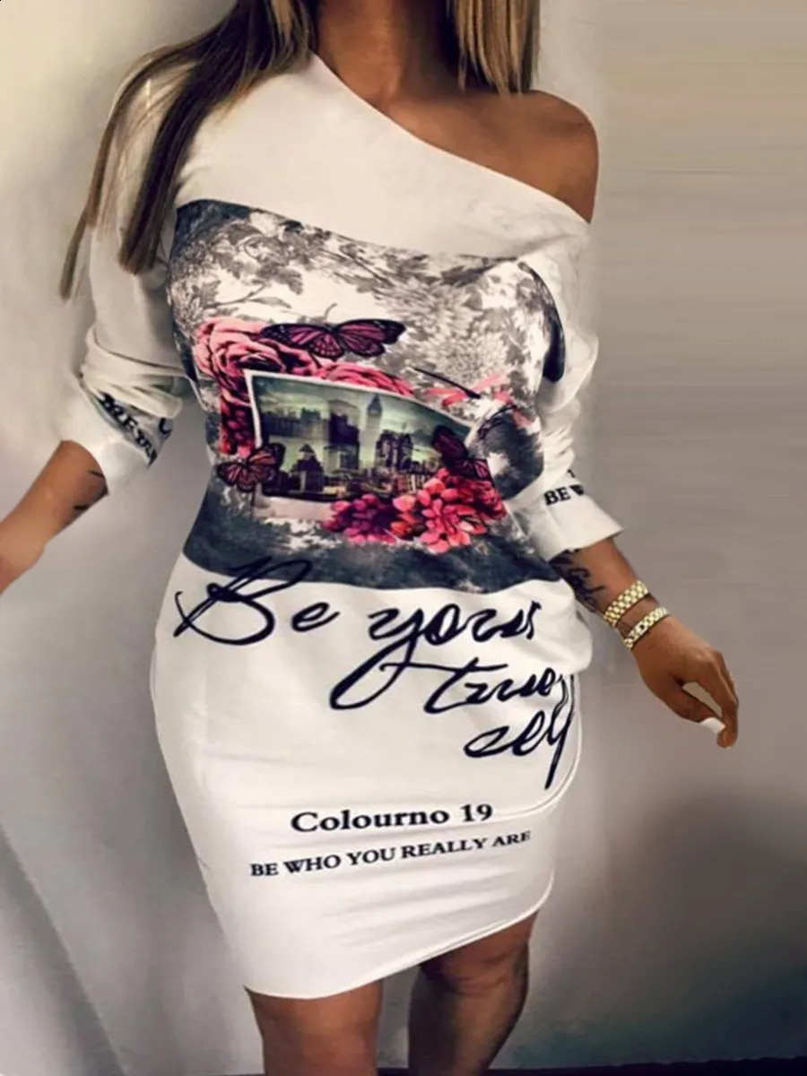 LW Plus Size summer Dress Fruit Letter Print Summer Casual Fashion Streetwear Chic One Shoulder dress Outfits 240819