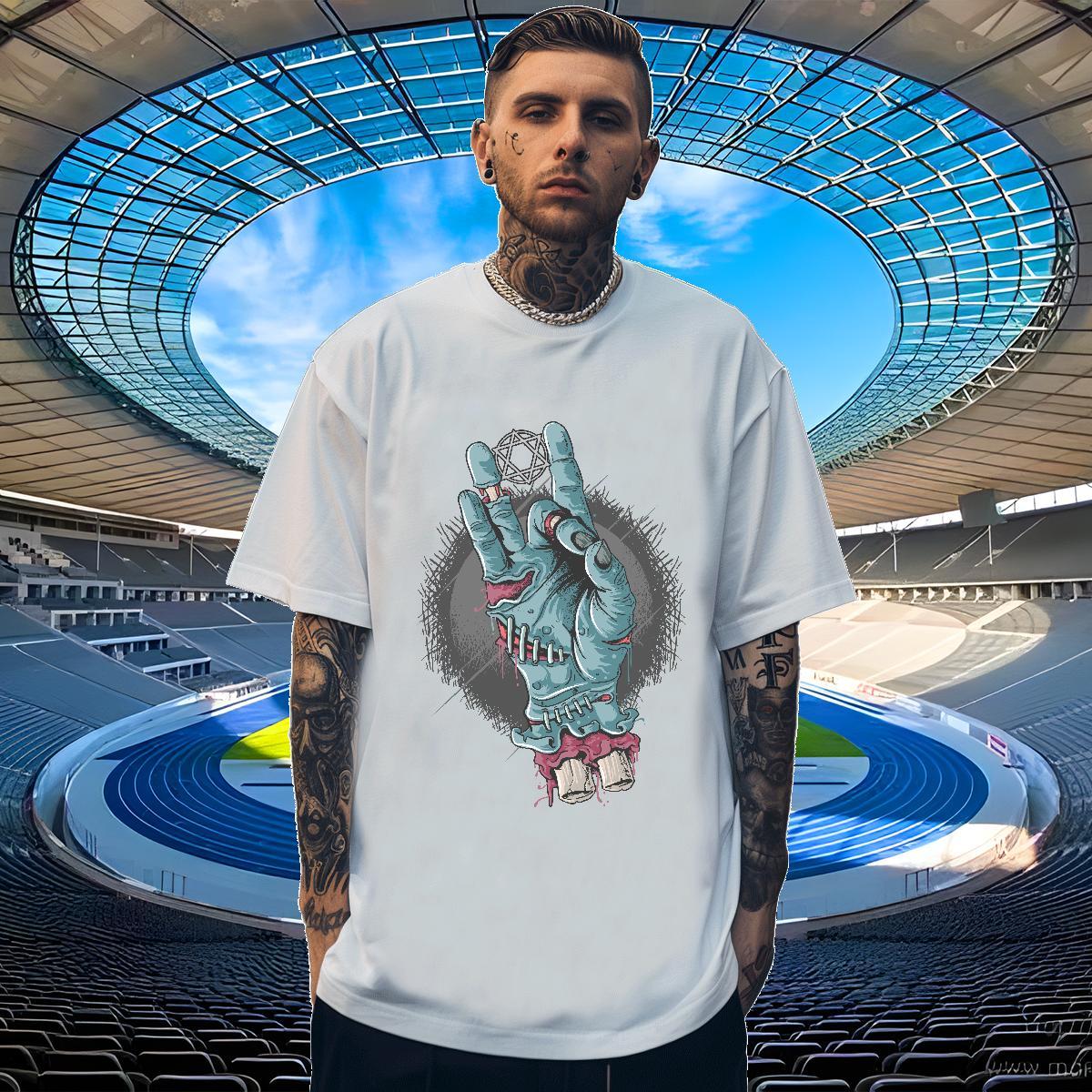 TOP Quality T-Shirts for Men hand Breathable Street wear Hip Hop Plus Size Custom 230g 100% Cotton Men Tops Tees Brand Tshirts