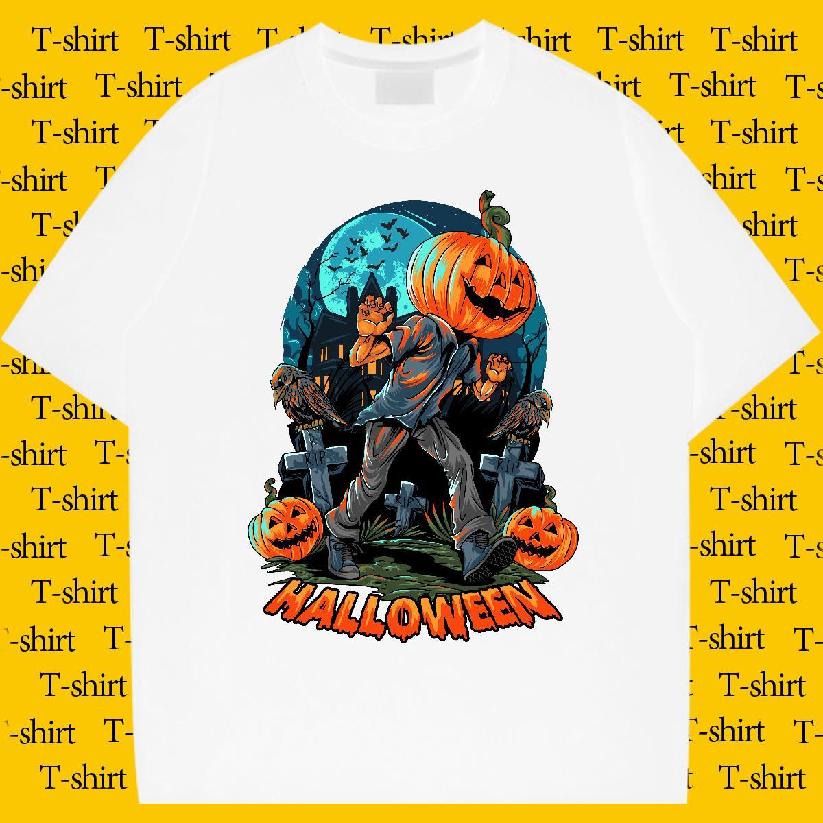 TOP Quality Man T Shirts pumpkin Breathable Short Sleeve Beach Custom Print Oversized 230g Pure Cotton Men Clothes T-Shirt Wholesale Tshirts