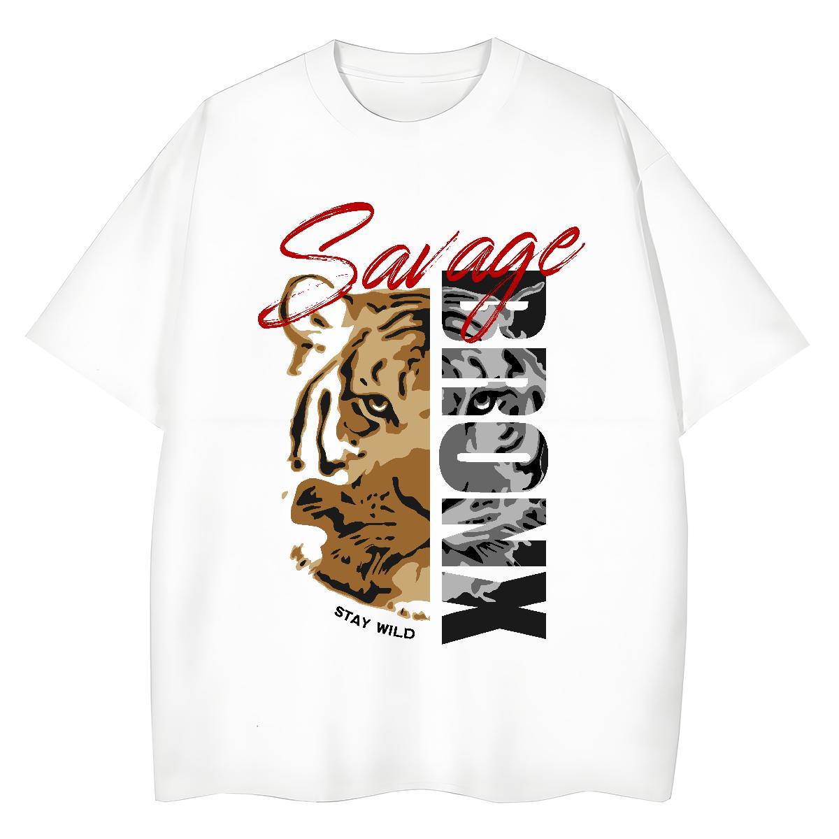 Unisex T-Shirts for Men tiger Breathable Short Sleeve Home Outdoor DIY Printed 230g Cotton Tshirts Free Shipping Clothings