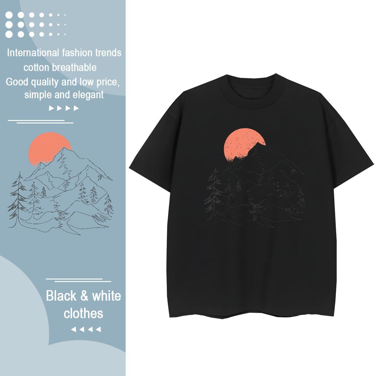 Fashion Womens Tshirts Casual Beach Breathable Crew Neck Tops Tees Designer Nice 230g 100% Cotton mountains Floral Print T Shirts Women