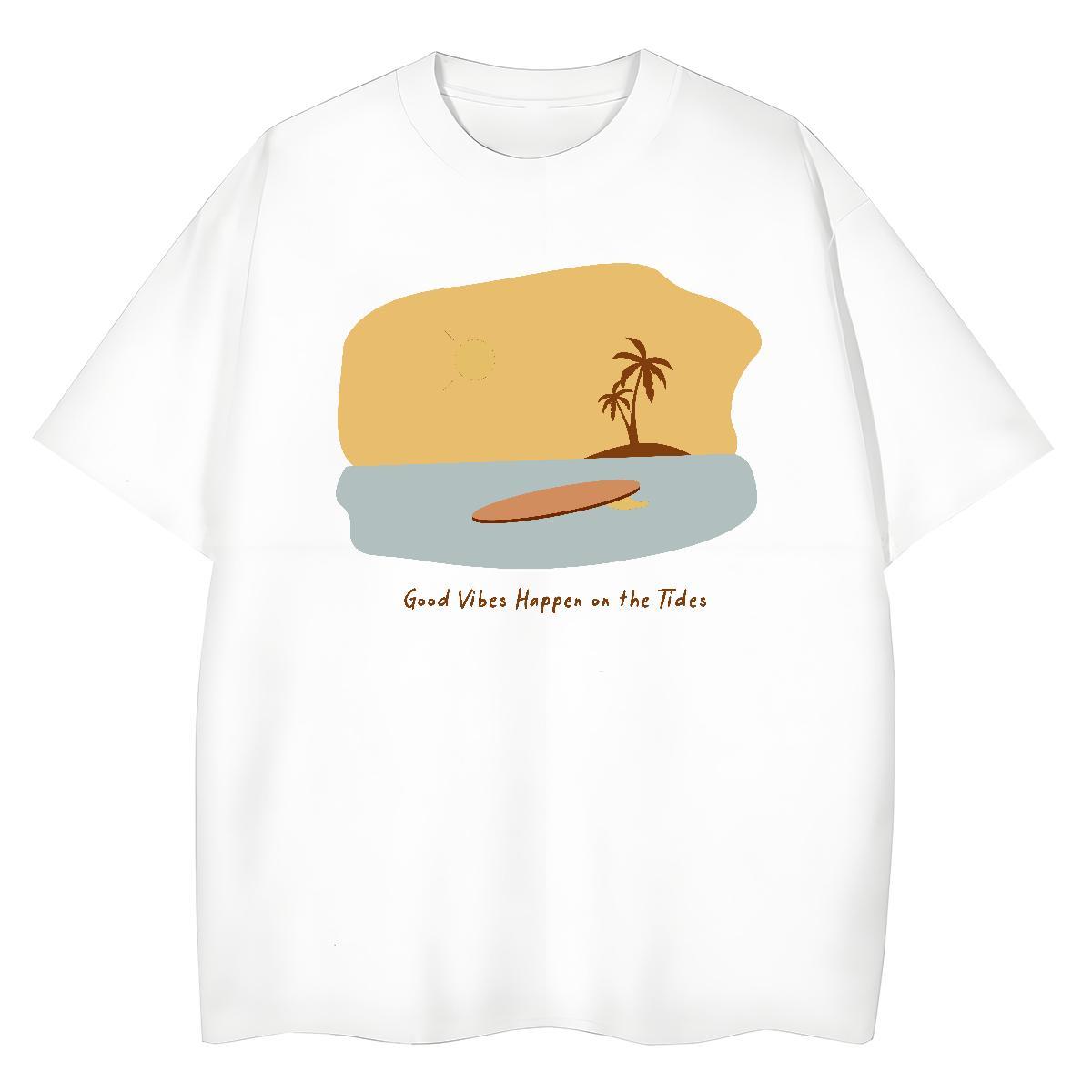 New Arrival Womens Tshirts Beach Breathable Crew Neck Clothings Designer Nice 230g Cotton wave DIY Anime T-Shirts
