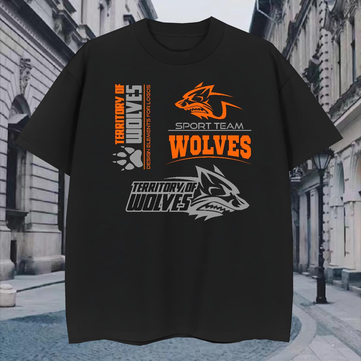Popular T-Shirts for Men wolf Round Neck Short Sleeve Home Outdoor Custom Printing 230g Pure Cotton Couples T Shirts Wholesale Clothings