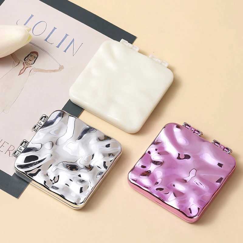 Foldable Plating Makeup Mirror Mini Square Vanity Mirror Portable Hand Mirror Double-sided Compact Mirror Pocket Cosmetic Mirror Y240819