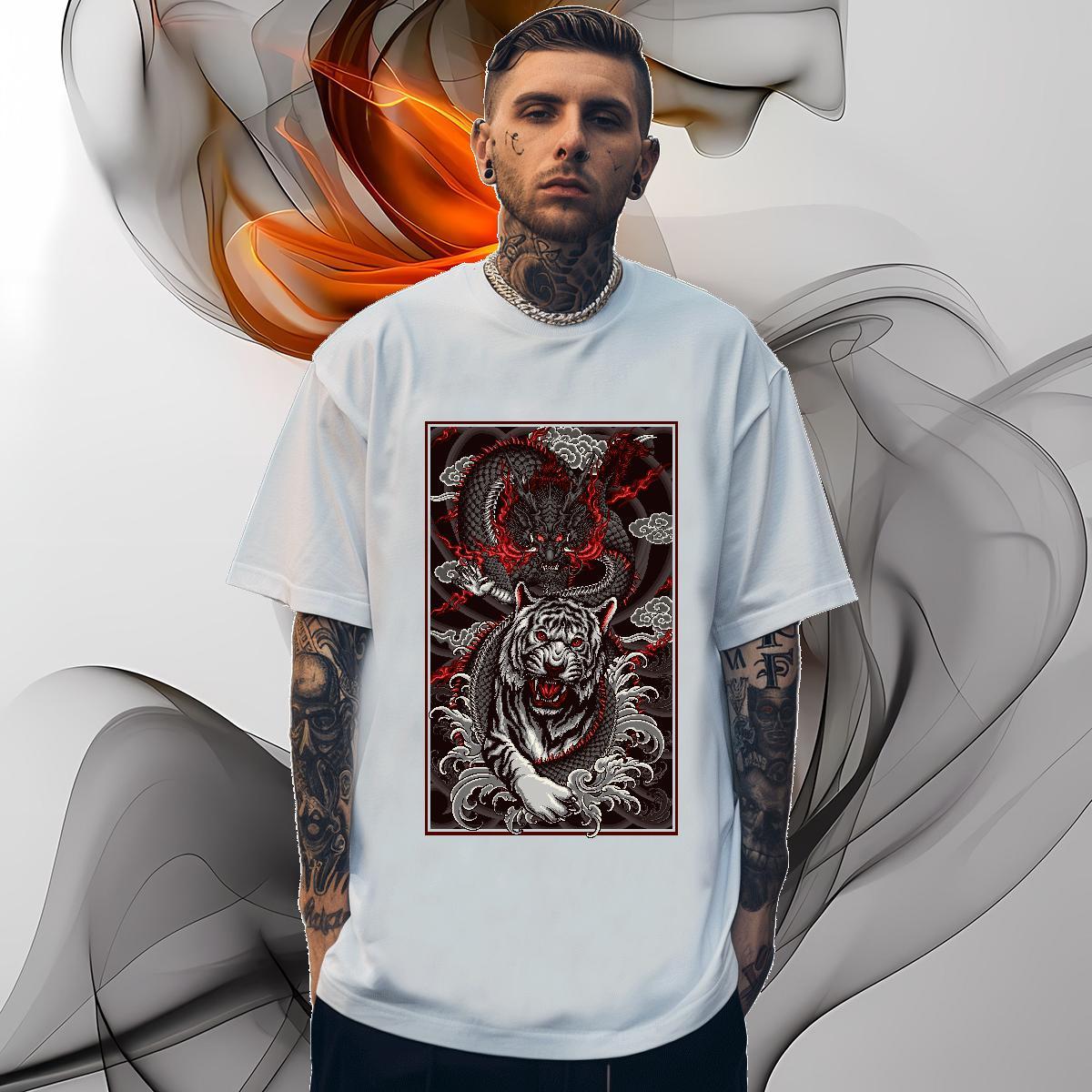 Men T Shirts 230g 100% Cotton ferocity High Street Hip Hop O-Neck Short Sleeve Custom Print Plus Size Men Tops Tees Stylist Comfortable Top Tees