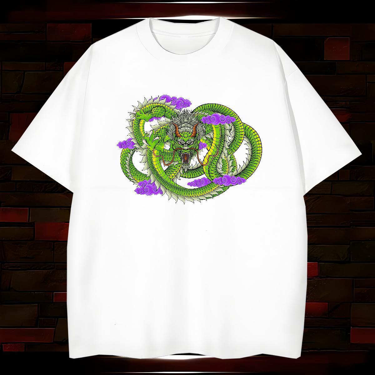 Mens T Shirts 230g Cotton dragon Casual Beach Breathable Plus Size Cartoon Men Tshirts 2024 New Free Shipping Tees Shirts