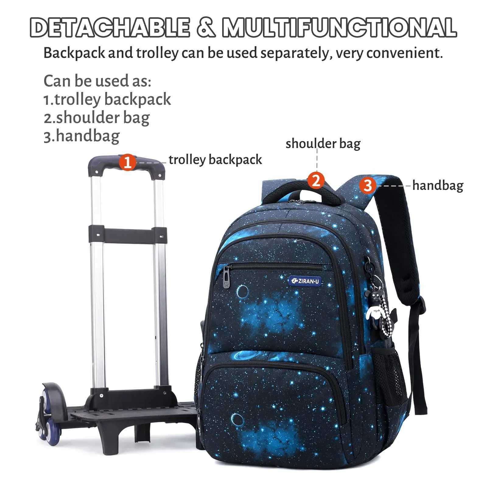 NEW Backpack Trolley School Backpacks Student Backpacks for Student School Rolling for Girls Boys Wheeled Trolley Bag Y240820