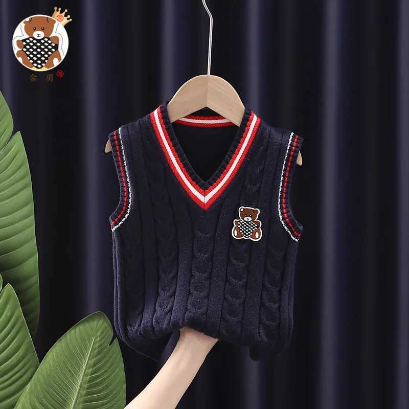 Baby Boys Girls Knit Vest Pattern Kids Waistcoats Sleeveless Sweater for Girls Autumn V-neck Children Knitwear Sweater VestXJ240819