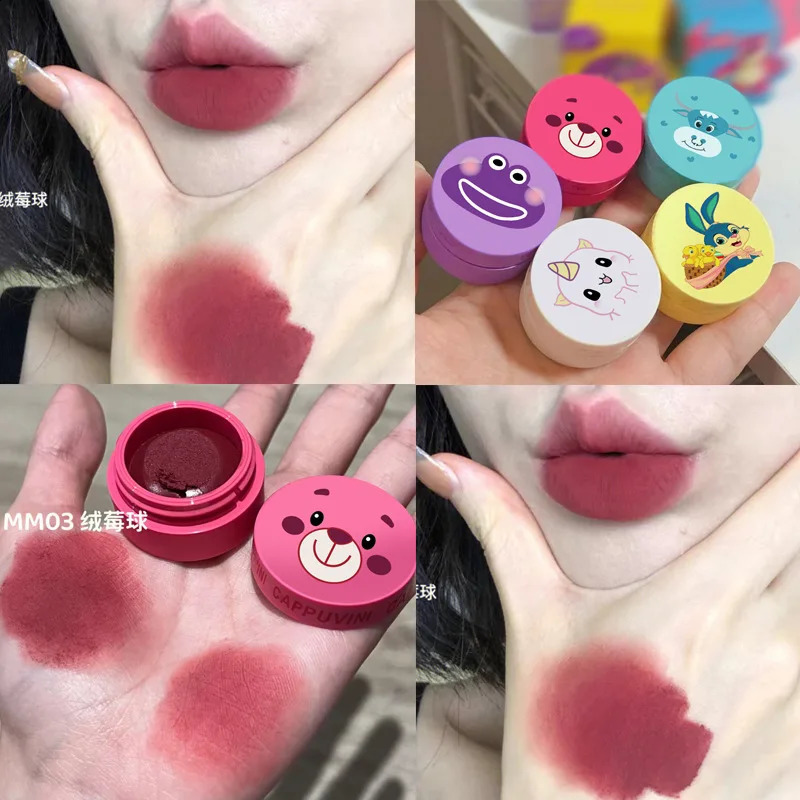 Canned Lip Mud Cute Animal Velvet Matte Mousse Solid Lip Gloss Tint Lasting Makeup Korean Cosmetics 240819