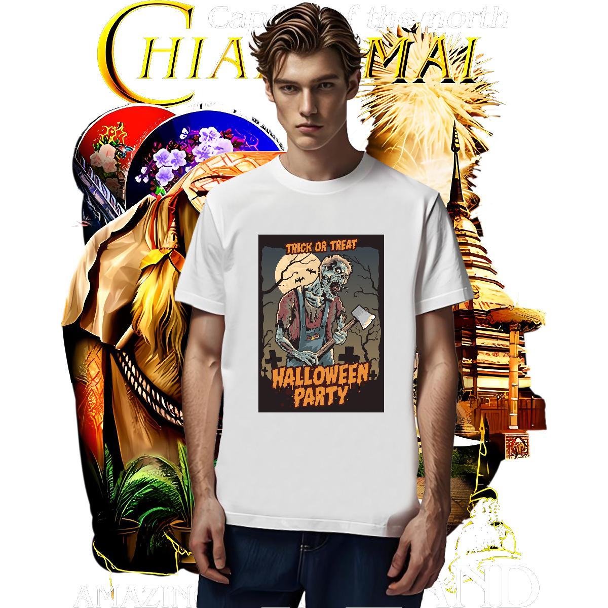 Comfortable T Shirts Men halloween Round Neck Short Sleeve Casual Beach Customized 230g Pure Cotton Men Tshirts Fashion Casual Tee Shirt