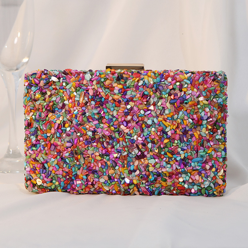 2024 New Banquet and Banquet, Handmade Shell Inlaid Diamond Fashion Evening Dress, Handbag for Women