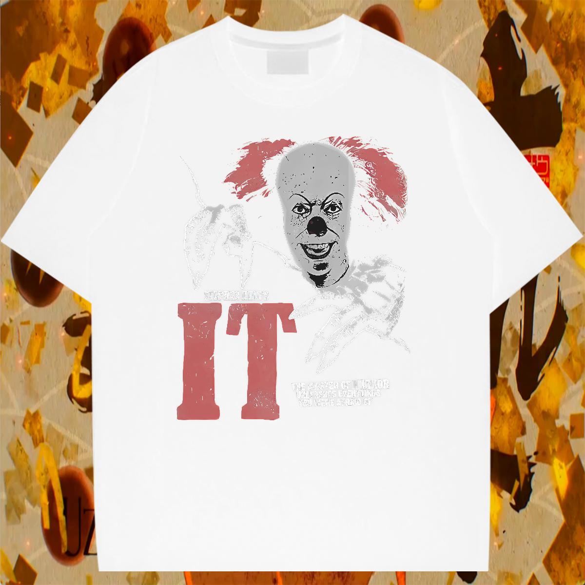 Fashion New scary Men Tops Tees 230g 100% Cotton T Shirts Men Oversized Street Wear Pure Cotton Soft Polos